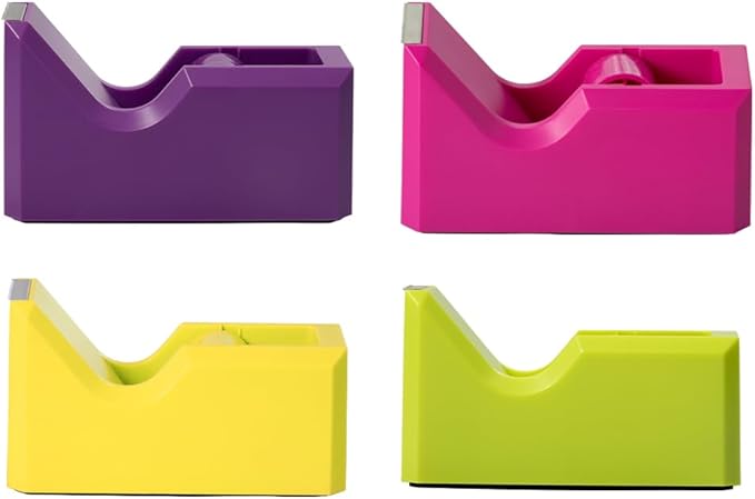 JAM PAPER Colorful Desk Tape Dispensers - Assorted Spring Colors - 4/Pack