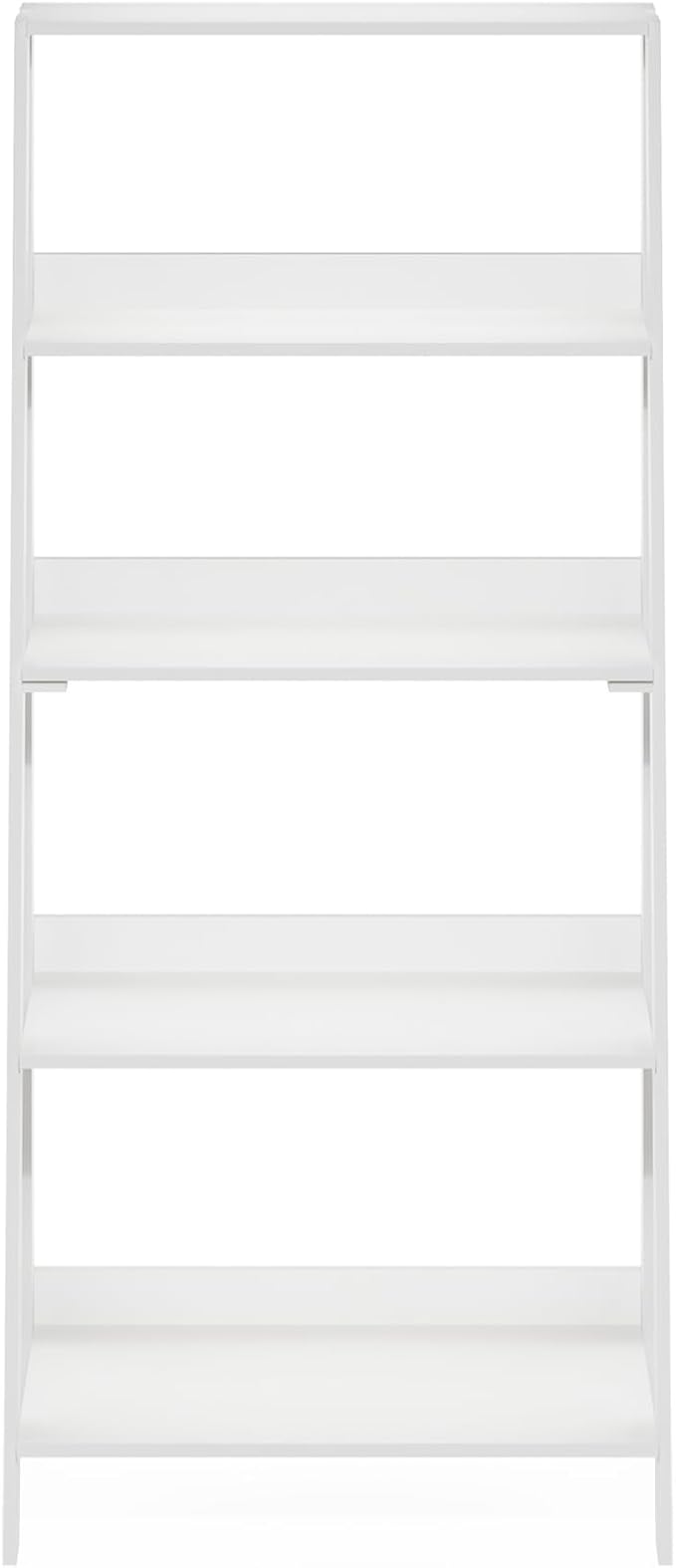 Furinno Ladder Bookcase Display Shelf, 5-Tier, White