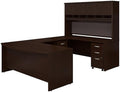 Bush Business Furniture 72W Bow Front U Shaped Desk with Hutch and Storage in Mocha Cherry