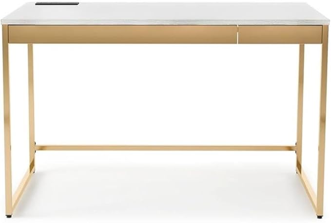 Furniture of America Abair 2-Piece White Metal Desk with USB and Chair Set