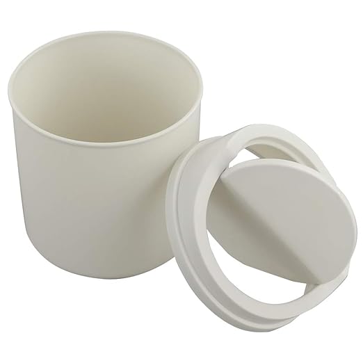 Tiny Trash Can with Swing Lid, Plastic Desktop Mini Waste Can, White