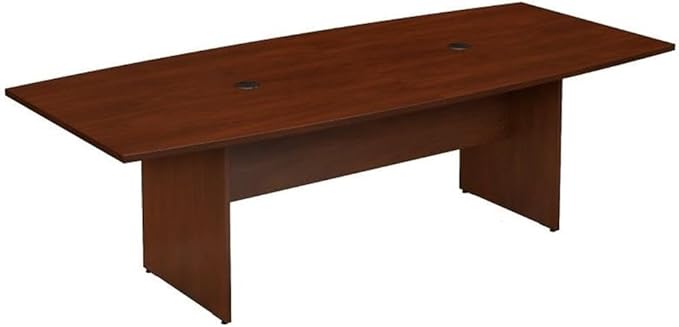 Pemberly Row Set of 7 - Cherry Conference Table & 6 Dark Gray Executive Chairs