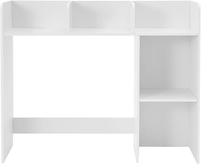 Desk Hutch with 6 Shelves Desktop Bookshelf Multi-Functional Desktop Organizer 3 Tire Desk Storage Shelf for Home Office (White)