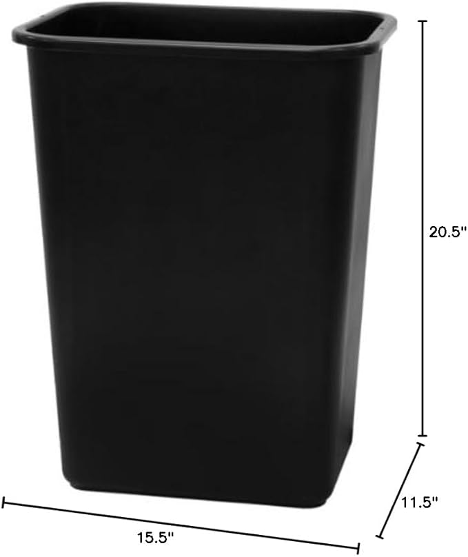 United Solutions Classic Plastic Office Wastebasket – Black (10.25 Gal)