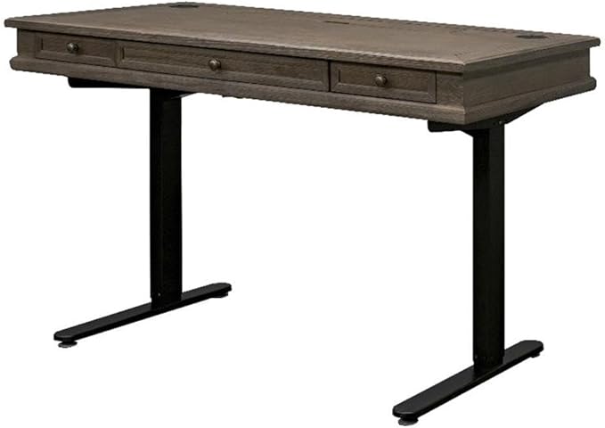 BOWERY HILL Set of 3 Sit/Stand Desk & Glass Display Bookcase & Filing Cabinet