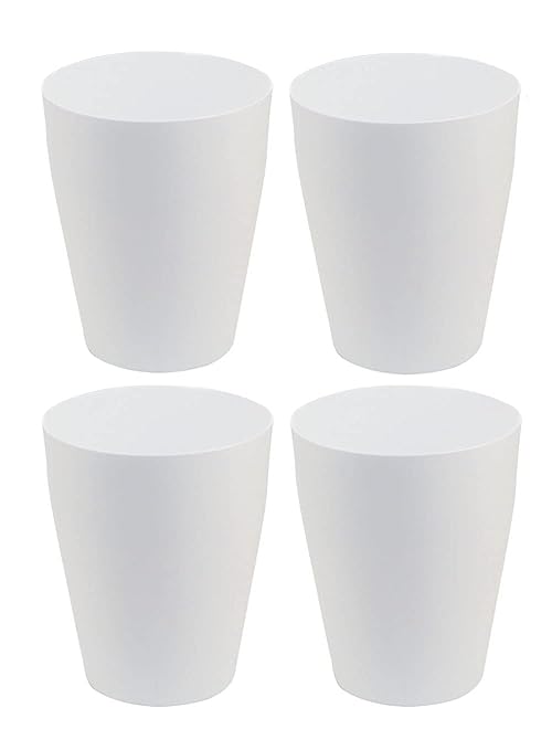 Feisco Small Trash Can,Plastic Round Bathroom Wastebasket Garbage Can for Bathroom Bedroom Kitchen Office (White, Pack of 4)
