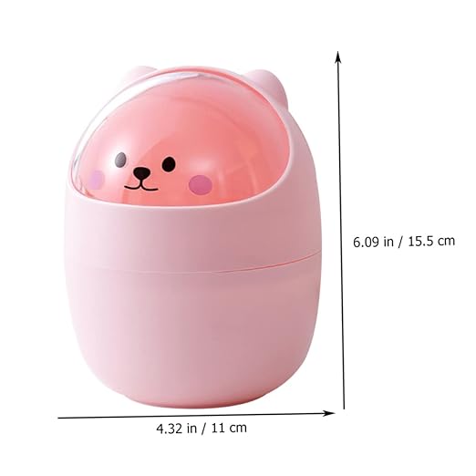 LABRIMP Slim Desktop Trash Bin Mini Trash Can for Bedroom Adorable Bear Design