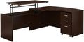 Bush Business Furniture Series C 60W x 43D Left Hand 3 Position Sit to Stand L Shaped Desk with Mobile File Cabinet in Mocha Cherry