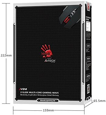 Bloody V8MA Ultra Core 3 Optical PC Gaming Mouse with X'Glide Metal Mouse Feet for Precision Handling - 8 Programmable Buttons for Macros/Scripting/Automation - Ideal for Palm Grip - 3200DPI