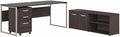 Pemberly Row 72W Office Desk with Storage, Engineered Wood, Storm Gray Finish, Includes 3 Drawer File Cabinet and Low Storage Credenza, Modern Workstation for Home Office or Professional Use