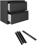 Hirsh 30" W 2 Drawer Metal Lateral Cabinet Set Charcoal with Front to Back Rails, Fully Assembled