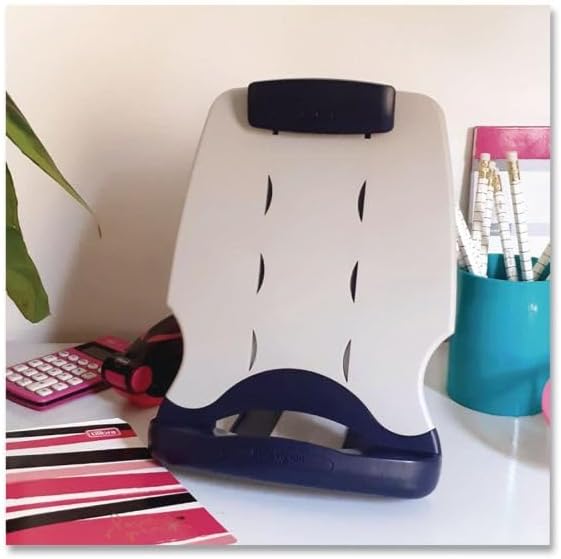 Kensington Insight Adjustable Book Copyholder, 50 Sheet Capacity, Metal, Midnight Blue/gray