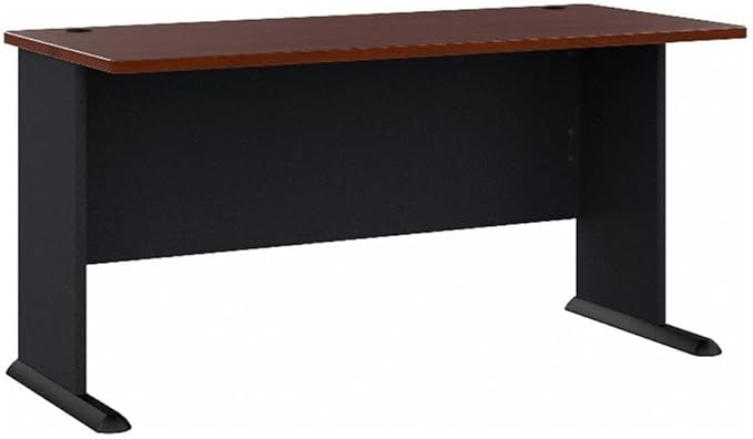 Pemberly Row Set of 2 60W Office Desk & Lateral File Cabinet in Hansen Cherry