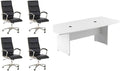 Pemberly Row Set of 5 - White Conference Table & 4 Black Executive Chairs