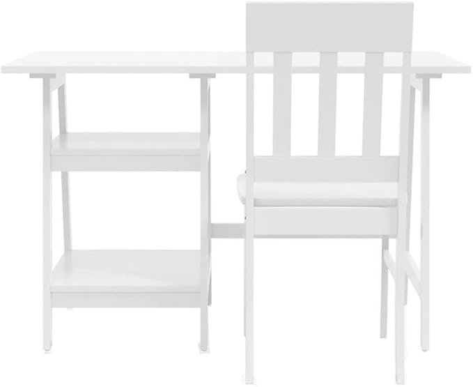 Furniture of America Prenna Wood 2-Piece Writing Desk and Chair Set in White