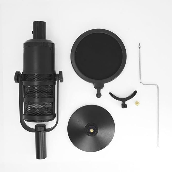 YTM-165D Dynamic XLR Podcast Microphone with Mid-Range Boost, Low-Cut Filter, and High Sensitivity – Ideal for Vocal Clarity in Live Streaming, Recording, and Broadcasting