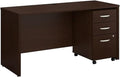 Bush Business Furniture Series C 60W x 24D Office Desk with Mobile File Cabinet in Mocha Cherry