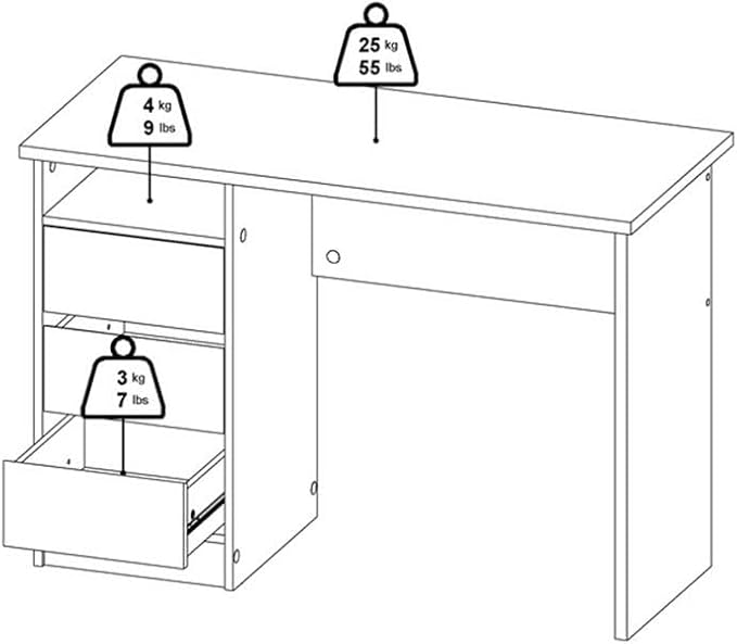 Pemberly Row Set of 2 Writing Desk and 3-Drawers Mobile Cabinet with Casters