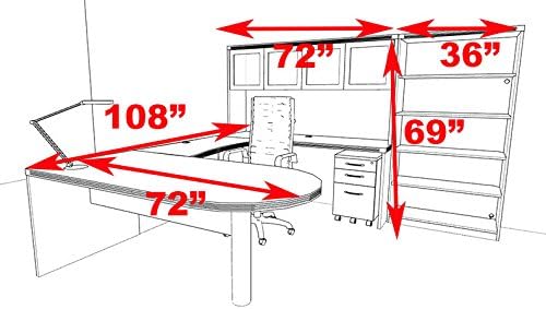 6pc Modern Contemporary U Shape Executive Office Desk Set, RO-ABD-U24