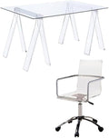 Home Square 2 Piece Set with Acrylic Office Swivel Chair and Writing Desk