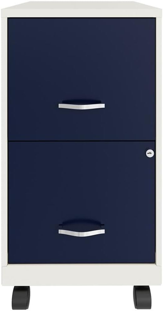Home Square 2-Piece Set with Mobile Desk & 18" 2 Drawer File Cabinet in Navy
