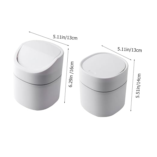 2pcs Slim Desktop Trash Can Plastic Small Nordic Tabletop Bedside Desk Garbage Can Lid Waste Bin Storage Bucket Easy Clean