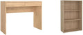 Pemberly Row Set of 2 Desk and Adjustable 3-Shelf Bookcase in Jackson Hickory