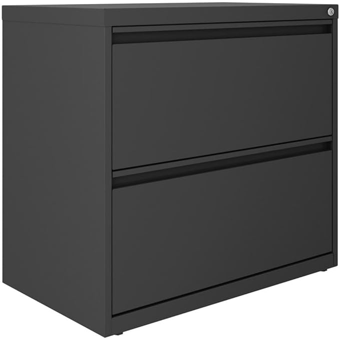 Hirsh 30" W 2 Drawer Metal Lateral Cabinet Set Charcoal with Front to Back Rails, Fully Assembled
