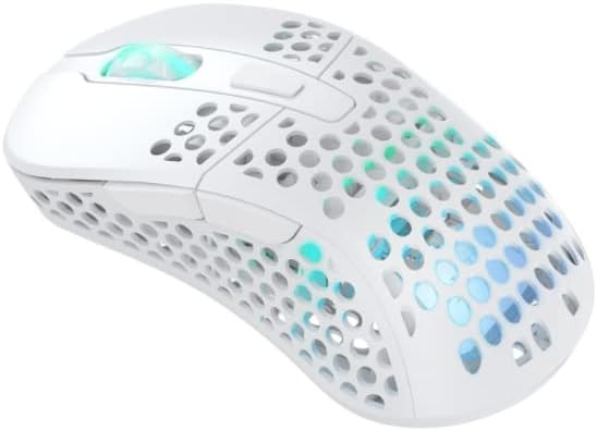Xtrfy M4 Wireless, Wireless Ultra-Light Gaming Mouse, Optimised for E-Sports, 2.4 GHz, RF RGB Lighting, Adaptable Ergonomic Right-Handed Mouse, Rechargeable, White