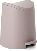 Superio MIni Plastic Bathroom Trash Can with Lid 3 Liter Taupe Modern Curved Step On Trash Can with Foot Pedal, Mini Kitchen Waste Bin, Durable and Soft Close for Bedroom, Office, Under Desk