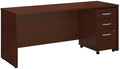 Bush Business Furniture Series C 72W x 24D Office Desk with Mobile File Cabinet in Mahogany