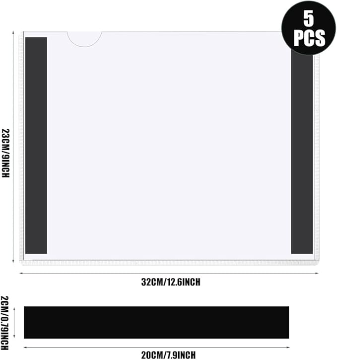 Magnetic Sign Holder 5 Pack Clear Document Frames 11X8.5’’ Magnetic Poster Paper Holder Self-Adhesive Wall Display Frame with Strong Magnet Strip for Store Home Office
