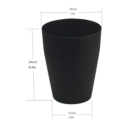 Feisco Small Trash Can,Plastic Round Bathroom Wastebasket Garbage Can for Bathroom Bedroom Kitchen Office (Black, Pack of 2)