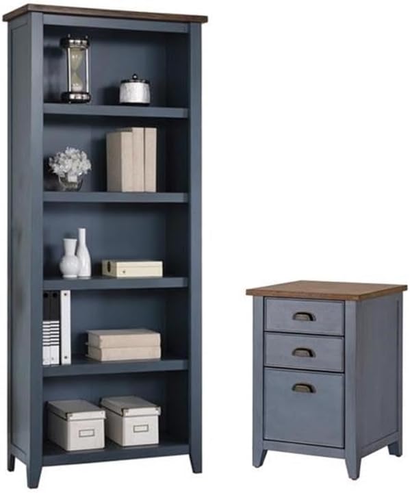Pemberly Row Set of 2 3-Drawers Wood Filing Cabinet & 4-Shelves Bookcase