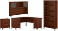 Bush Furniture Somerset 4 Piece 60" L-Shape Office Set in Hansen Cherry