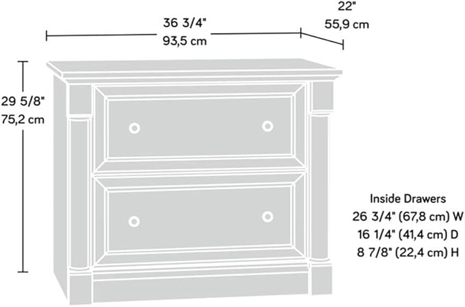Pemberly Row Set of 2 Wood 2-Drawer Lateral File Cabinet & Executive Desk