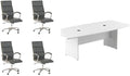 Pemberly Row Set of 5 - White Conference Table & 4 Dark Gray Executive Chairs