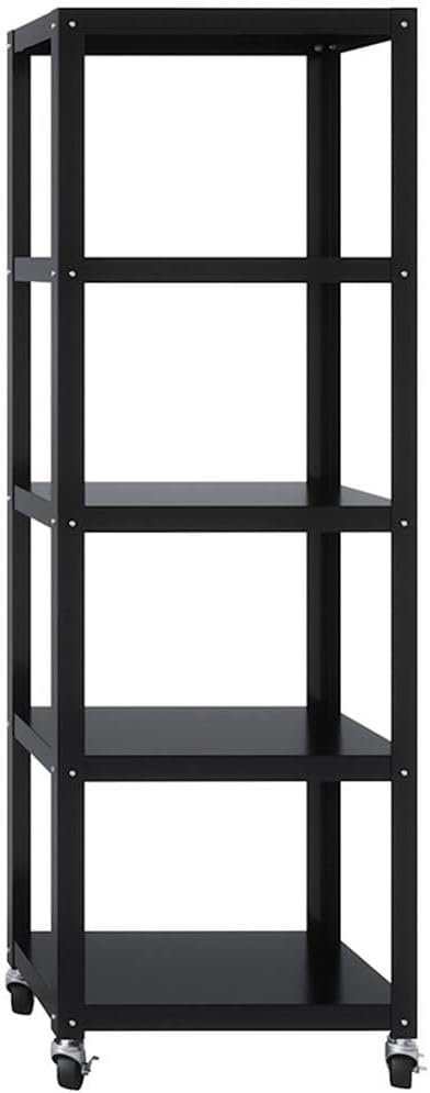 Home Square 3-Piece Set with Mobile Desk & File Cabinet & 5-Shelf Bookcase Black