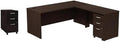 Pemberly Row Set of 2 Wood Mobile File Cabinet & L-Shaped Desk with File Cabinet