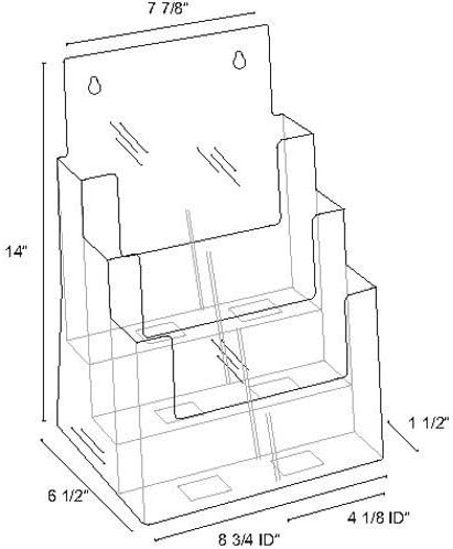 AZM 3 Tier Multi-Compartment Clear Plastic Large Size Document Holder for 8.5"x11" or 4"W