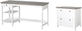 Pemberly Row Set of 2 59" Writing Desk & Lateral File Cabinet in White/Gray Oak