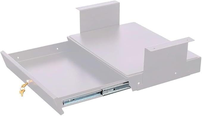 Stand Up Desk Store Add-On Office Sliding Under-Desk Drawer Storage Organizer for Standing Desks (White, Lockable with Padded Laptop Shelf)