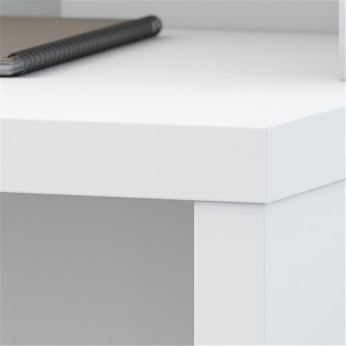 Pemberly Row Set of 2 L-Shape Bow Front Desk & Mobile File Cabinet in Pure White
