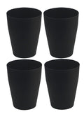 Feisco Small Trash Can,Plastic Round Bathroom Wastebasket Garbage Can for Bathroom Bedroom Kitchen Office (Black, Pack of 4)