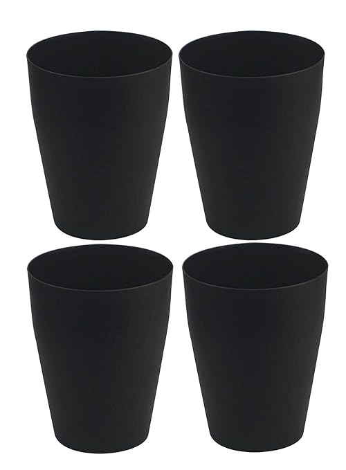 Feisco Small Trash Can,Plastic Round Bathroom Wastebasket Garbage Can for Bathroom Bedroom Kitchen Office (Black, Pack of 4)
