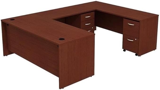 Bush Business Furniture Series C 72W U-Station with 2-Drawer Mobile Pedestal and 3-Drawer Mobile Pedestal