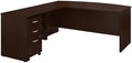 Series C 72" W Bow Front L-Shaped Desk with Return and Mobile Cabinet-Cherry