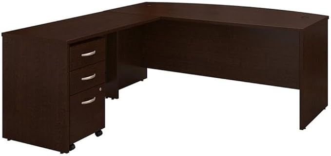 Series C 72" W Bow Front L-Shaped Desk with Return and Mobile Cabinet-Cherry