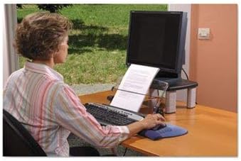 3M in-Line Adjustable Desktop Copyholder, Plastic, 150 Sheet Capacity, Black/Clear