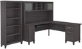 Bush Furniture Somerset 72W L Shaped Desk with Hutch and 5 Shelf Bookcase